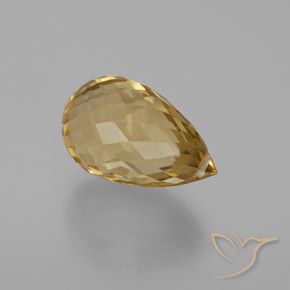 6.28 ct Golden Citrine Stone, Natural Citrine in Briolette with Hole Shape for Sale