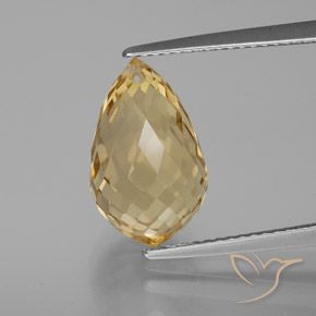 6.27ct Natural Golden Orange Citrine, Briolette, VVS-VS