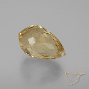 6.27 ct Golden Citrine Stone, Natural Citrine in Briolette with Hole Shape for Sale
