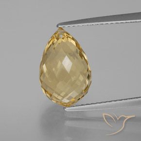 6.29ct Natural Golden Orange Citrine, Briolette, VVS