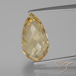 6.44ct Natural Light Golden Citrine, Briolette, VVS