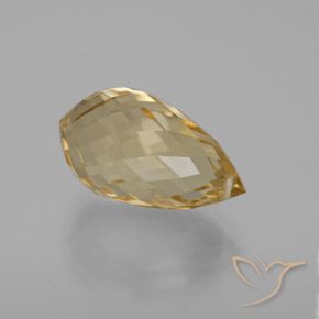 6.44 ct Golden Citrine Stone, Natural Citrine in Briolette with Hole Shape for Sale