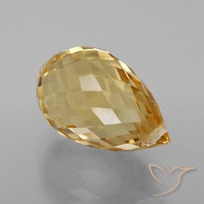5.70 ct Golden Citrine Stone, Natural Citrine in Briolette with Hole Shape for Sale