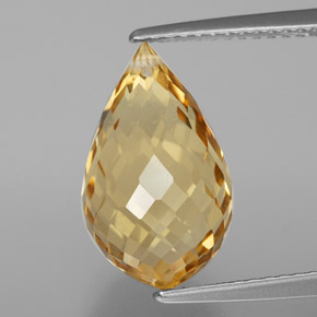 Orange-Gold Citrine Gem - 6.1ct Briolette with Hole (ID: 367636)