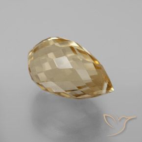 5.96 ct Golden Citrine Stone, Natural Citrine in Briolette with Hole Shape for Sale