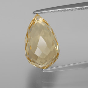 Naranja dorado Citrina Gema - 5ct Corte Briolette con Agujero (ID: 367641)