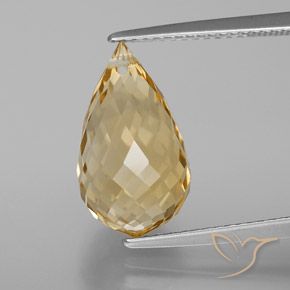 6.13ct Natural Golden-Orange Citrine, Briolette, VVS
