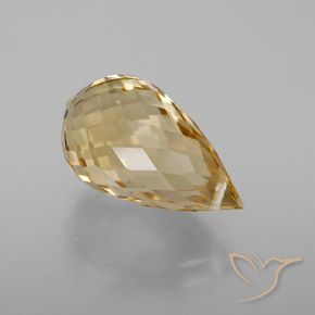 6.13 ct Golden Citrine Stone, Natural Citrine in Briolette with Hole Shape for Sale