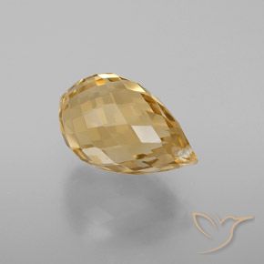 5.05 ct Golden Citrine Stone, Natural Citrine in Briolette with Hole Shape for Sale