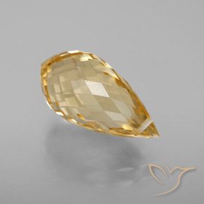5.49 ct Golden Citrine Stone, Natural Citrine in Briolette with Hole Shape for Sale