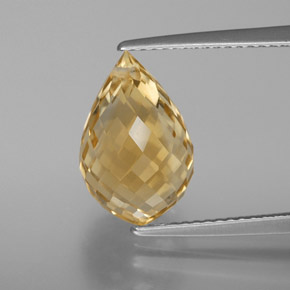 5.50 ct Golden Citrine Gemstone, Citrine Gem in Briolette with Hole Shape for Sale.