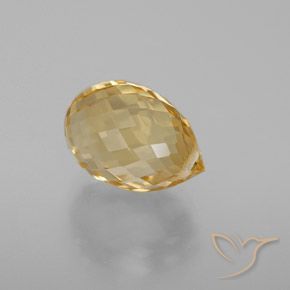 4.98 ct Golden Citrine Stone, Natural Citrine in Briolette with Hole Shape for Sale
