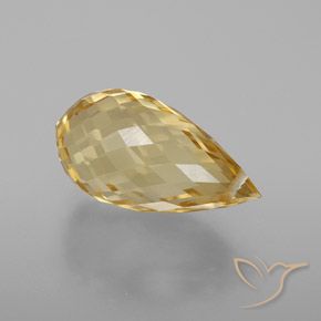 5.97 ct Golden Citrine Stone, Natural Citrine in Briolette with Hole Shape for Sale