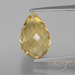 6.52ct Natural Golden Orange Citrine, Briolette, VVS