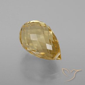 6.52 ct Golden Citrine Stone, Natural Citrine in Briolette with Hole Shape for Sale