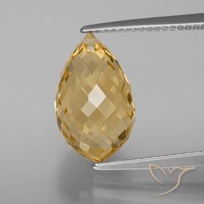 6.09ct Natural Golden-Orange Citrine, Briolette, VVS