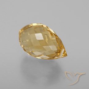 6.09 ct Golden Citrine Stone, Natural Citrine in Briolette with Hole Shape for Sale