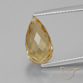 5.07 ct Golden Citrine Gemstone, Citrine Gem in Briolette with Hole Shape for Sale.