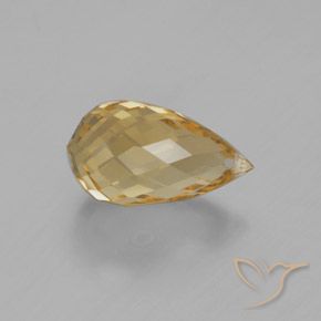 5.07 ct Golden Citrine Stone, Natural Citrine in Briolette with Hole Shape for Sale