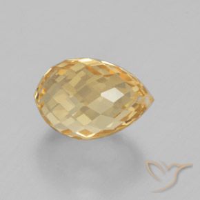 5.04 ct Golden Citrine Stone, Natural Citrine in Briolette with Hole Shape for Sale