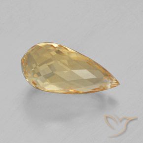 3.96 ct Golden Citrine Stone, Natural Citrine in Briolette with Hole Shape for Sale