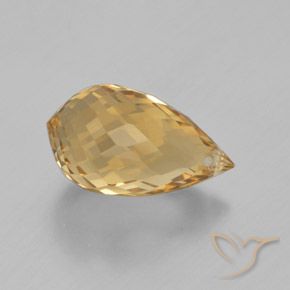 4.41 ct Golden Citrine Stone, Natural Citrine in Briolette with Hole Shape for Sale