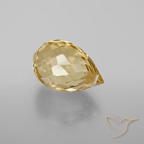 4.90 ct Golden Citrine Stone, Natural Citrine in Briolette with Hole Shape for Sale