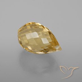 6.04 ct Golden Citrine Stone, Natural Citrine in Briolette with Hole Shape for Sale