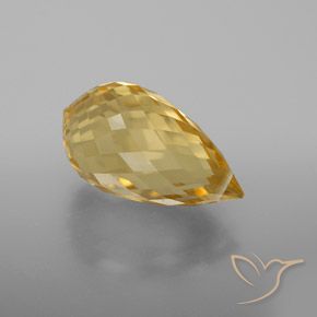 5.83 ct Golden Citrine Stone, Natural Citrine in Briolette with Hole Shape for Sale