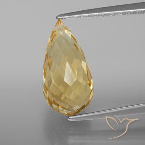5.86ct Natural Golden Orange Citrine, Briolette, VVS