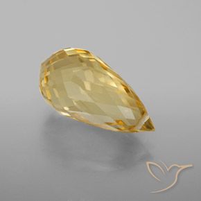 5.86 ct Golden Citrine Stone, Natural Citrine in Briolette with Hole Shape for Sale
