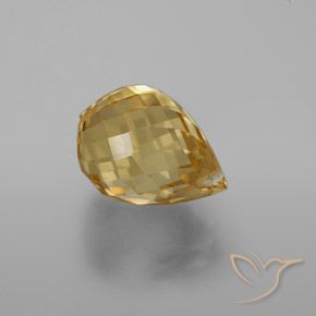 5.40 ct Golden Citrine Stone, Natural Citrine in Briolette with Hole Shape for Sale