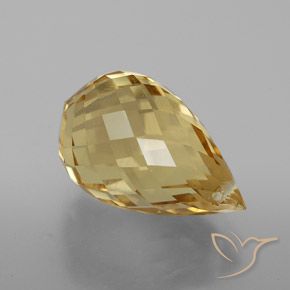 4.78 ct Golden Citrine Stone, Natural Citrine in Briolette with Hole Shape for Sale