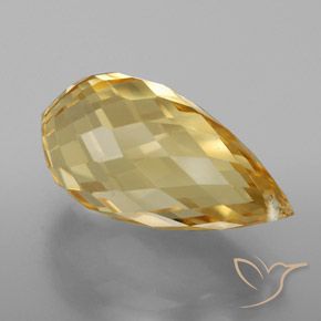 5.81 ct Golden Citrine Stone, Natural Citrine in Briolette with Hole Shape for Sale