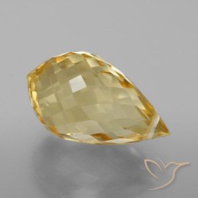 4.95 ct Golden Citrine Stone, Natural Citrine in Briolette with Hole Shape for Sale
