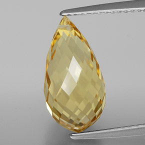Golden Citrine Gem - 5.3ct Briolette with Hole (ID: 367833)