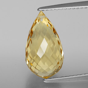 5.39 ct Golden Citrine Gemstone, Citrine Gem in Briolette with Hole Shape for Sale.
