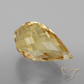 4.64 ct Golden Citrine Stone, Natural Citrine in Briolette with Hole Shape for Sale