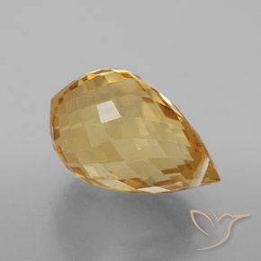 4.70 ct Golden Citrine Stone, Natural Citrine in Briolette with Hole Shape for Sale