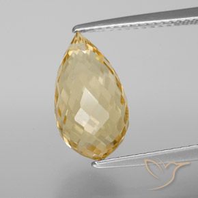 4.41ct Natural Golden Orange Citrine, Briolette, VVS-VS