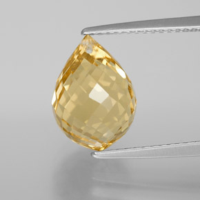 Golden-Orange Citrin Edelstein - 5ct Briolette mit Loch (ID: 367877)