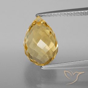 4.77ct Natural Golden Orange Citrine, Briolette, VVS