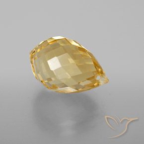 4.77 ct Golden Citrine Stone, Natural Citrine in Briolette with Hole Shape for Sale