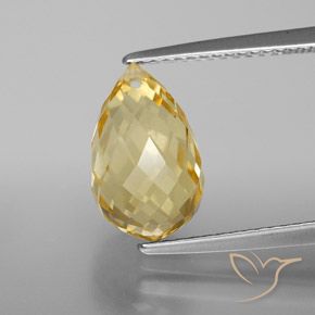 3.93 ct Golden Citrine Gemstone, Citrine Gem in Briolette with Hole Shape for Sale.