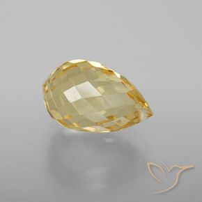 3.93 ct Golden Citrine Stone, Natural Citrine in Briolette with Hole Shape for Sale