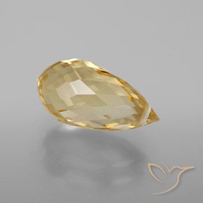 3.88 ct Golden Citrine Stone, Natural Citrine in Briolette with Hole Shape for Sale