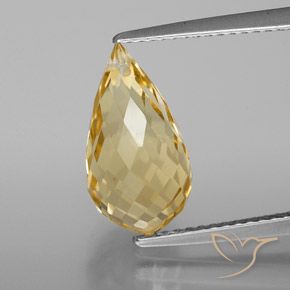 gold-orange Citrin Edelstein - 4.3ct Briolette mit Loch (ID: 367896)
