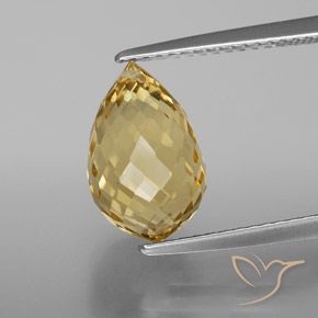 4.15 ct Golden Citrine Gemstone, Citrine Gem in Briolette with Hole Shape for Sale.