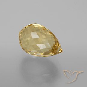 4.15 ct Golden Citrine Stone, Natural Citrine in Briolette with Hole Shape for Sale