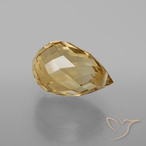 4.42 ct Golden Citrine Stone, Natural Citrine in Briolette with Hole Shape for Sale